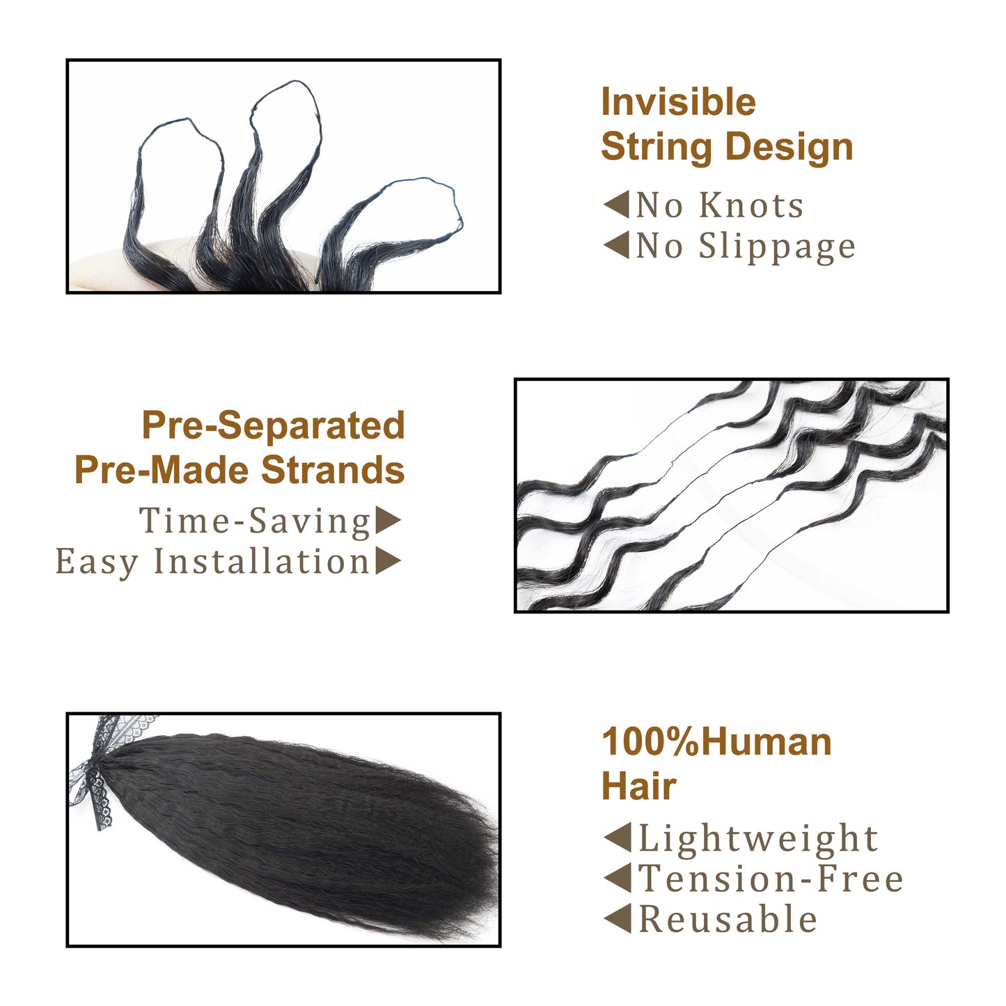 100% Human Hair Kinky Straight Feather Crochet Hair Extensions Crochet Braiding Hair for Any Occasion