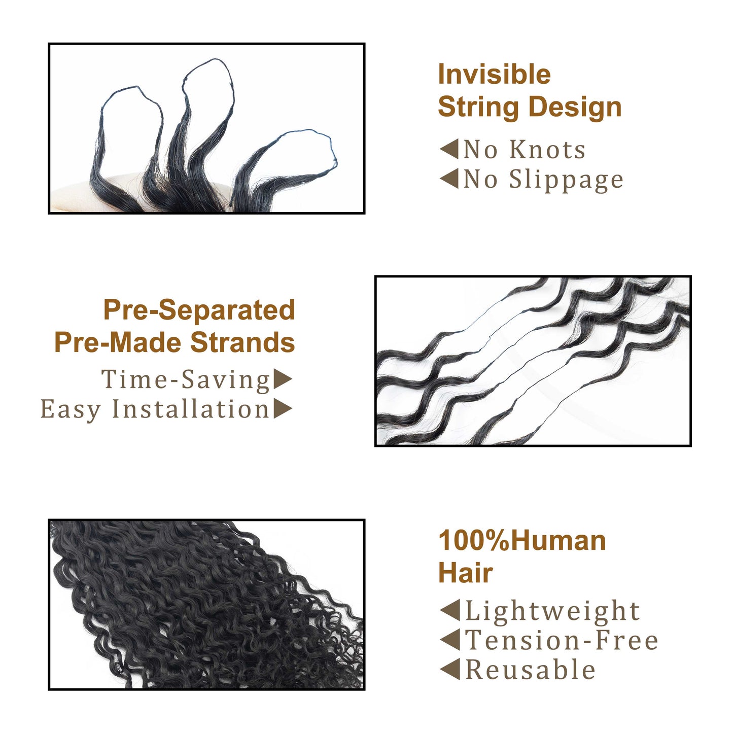 Maelove Feather Crochet Hair Pixie Curly Natural Black 100% Human Hair Extension for Boho Styles