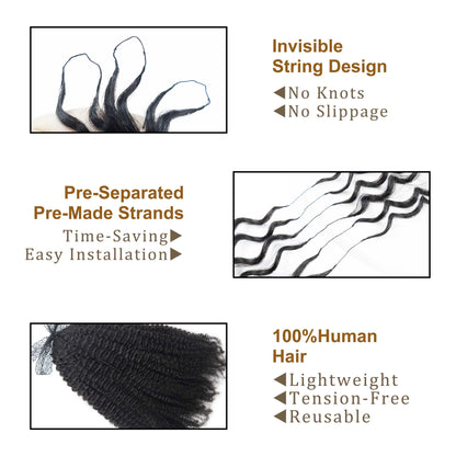 Natural Black Pre Looped Afro Kinky Curly Feather Crochet Human Hair Extension