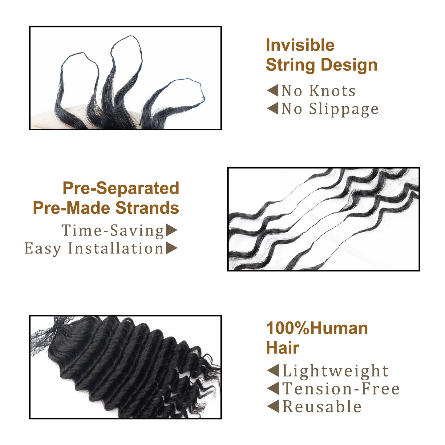 Hot Sale Loose Curly Pre Looped Can Be Dyed Crochet Hair 100% Human Hair Crochet Hair Extensions