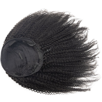 20'' 180% Density 100% Real Human Hair Girls Long Hairstyle Remy Hair Wigs Kinky Curly Half Wig for Woman