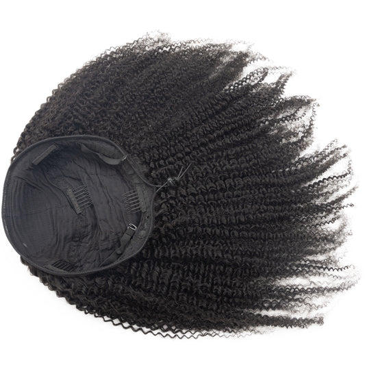 20'' 180% Density 100% Real Human Hair Girls Long Hairstyle Remy Hair Wigs Kinky Curly Half Wig for Woman