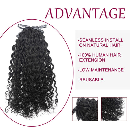Maelove Feather Crochet Hair Pixie Curly Natural Black 100% Human Hair Extension for Boho Styles