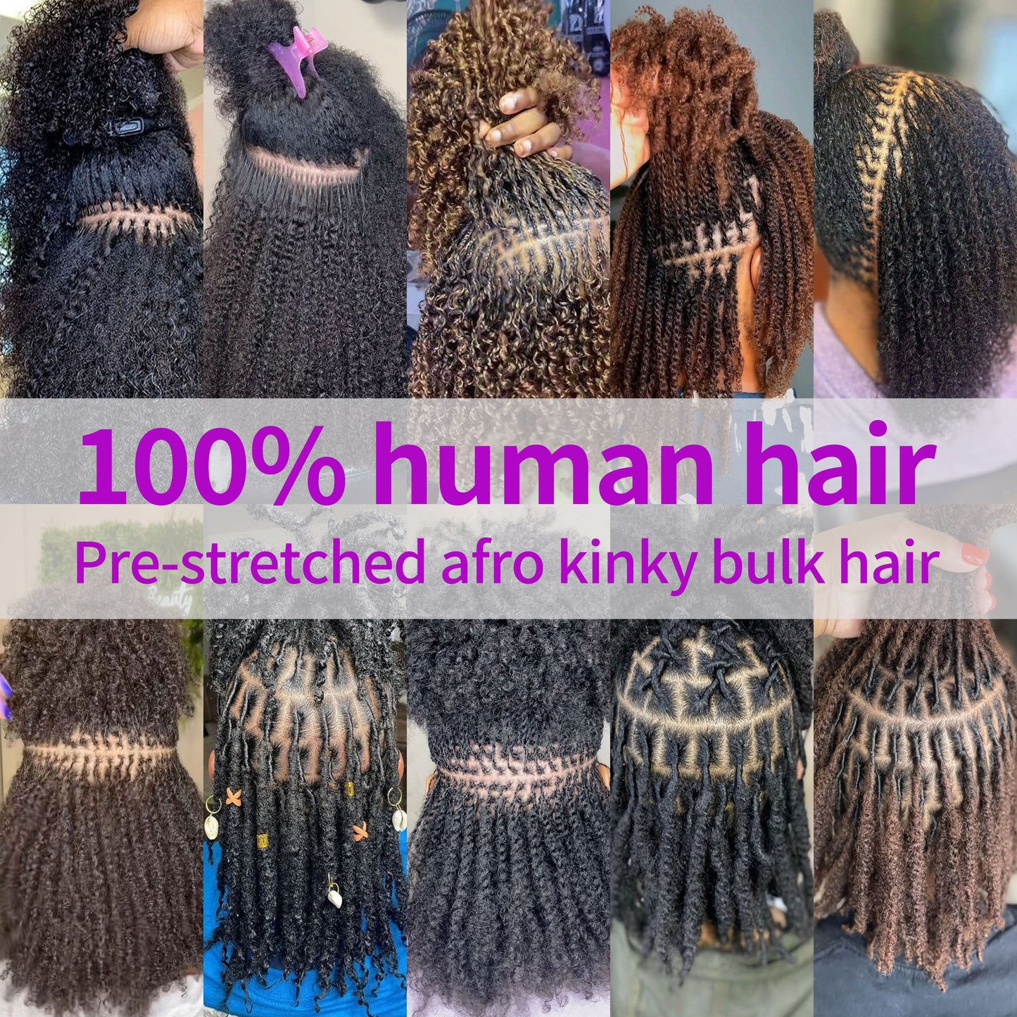 Maelove Highlights Multi Color Pre-Stretched Afro kinky Bulk For Braiding Dreadlock Hair
