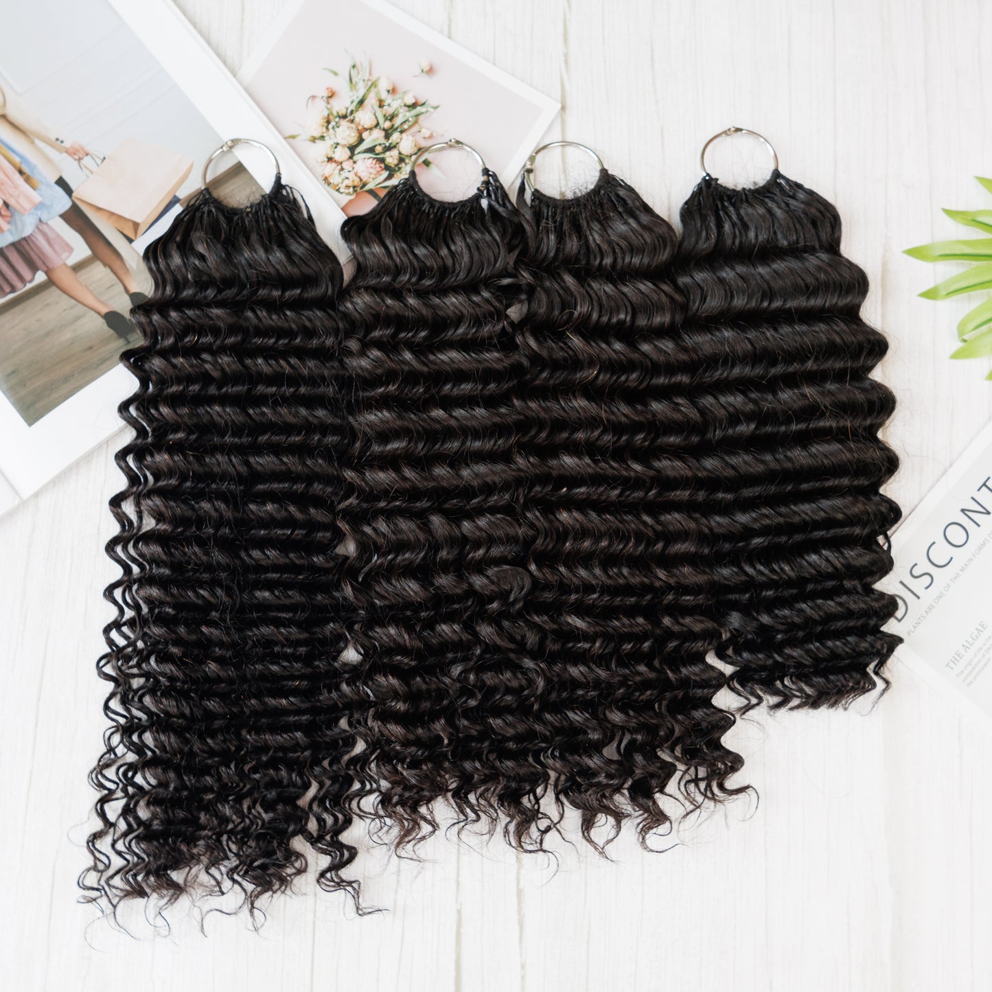 Maelove Deep Wave Crochet Hair Natural Black Hand Made Feather Human Hair Extension