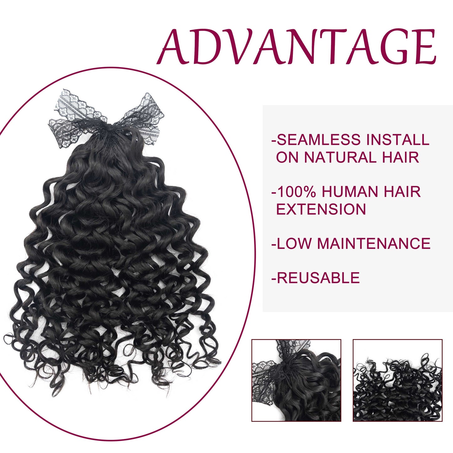High Quality 100% Real Hair Natural Color Deep Curly Feathers Crochet Hair Extensions
