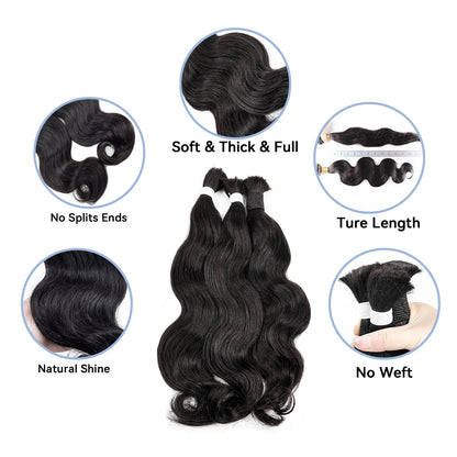 100% Unprocessed Remy No Weft Human Hair Braiding Hair Bundles for Bohemian Knotless Braiding