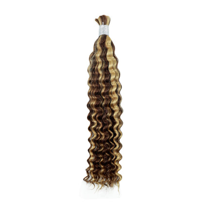 100g/bundles High Quality Deep Wave Human Hair Bundles 100% Human Hair Extension Curly Bundles for Braiding Boho Style