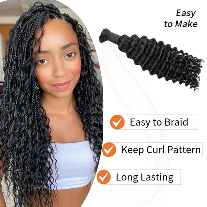 100g/bundles High Quality Deep Wave Human Hair Bundles 100% Human Hair Extension Curly Bundles for Braiding Boho Style